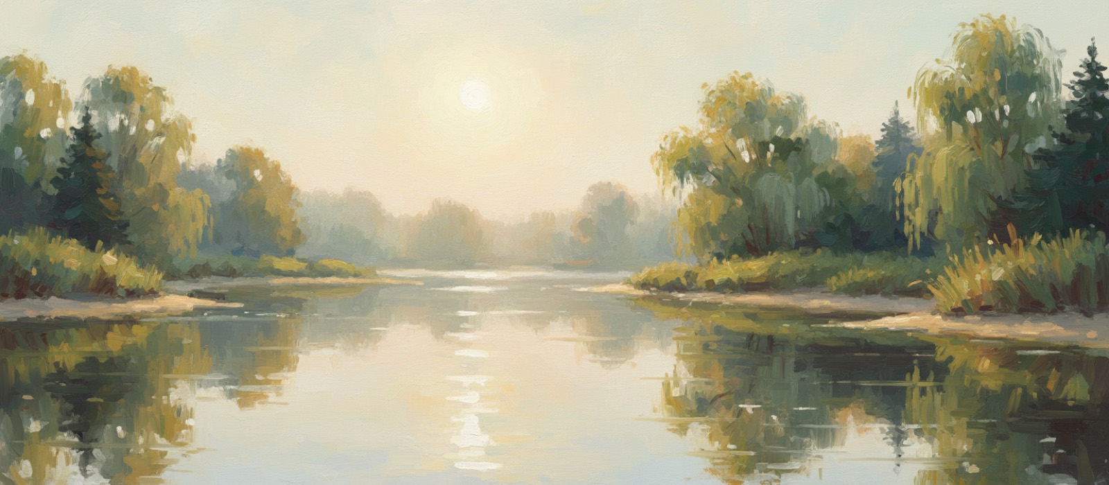 Malerische Stimmung: Fluss in der goldenen Stunde