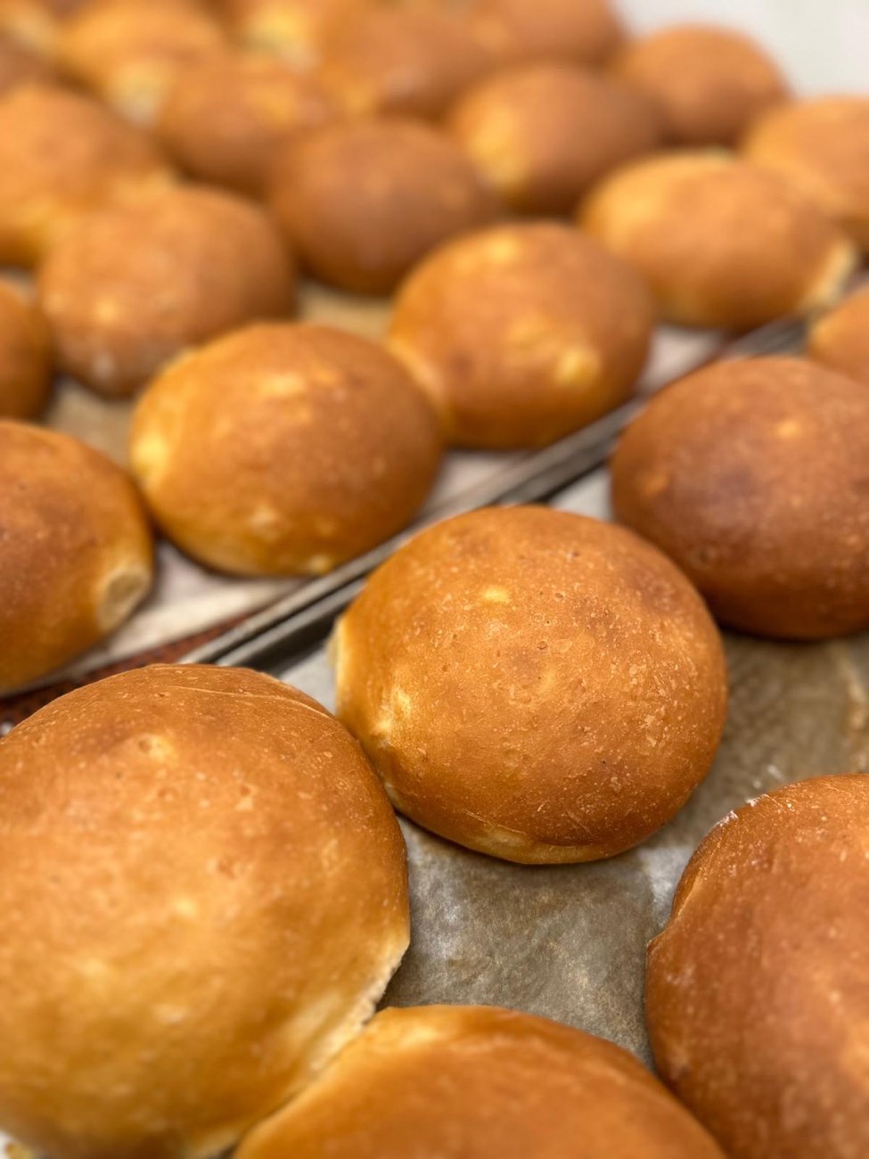 Frisch gebackene Burger-Brötchen